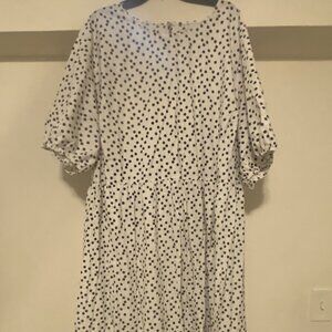 ASOS Curve Tiered Poplin Smock Midi Dress, Black/White Polka Dots - 26W